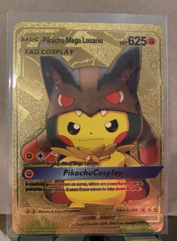Pikachu Mega Lucario Cosplay Foil Pokemon Card Pokemon Gift Fan Art Collectible - Image 1