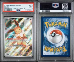 PSA 9 MINT Eevee #173, 2025 Pokemon Prismatic Evolutions ETB , SVP EN - Image 1
