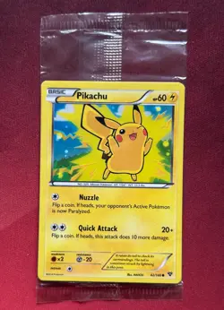 PIKACHU 42/146 XY 2014 LEGO Movie PROMO SEALED HOLO Pokemon TCG card w/Staryu - Image 1