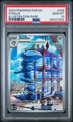 2023 Pokemon Par EN-Paradox Rift Steelix #208 Illustration Rare PSA 10 - Image 1