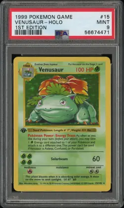 1999 POKEMON BASE SET 1ST EDITION #15 VENUSAUR-HOLO PSA 9 - Image 1