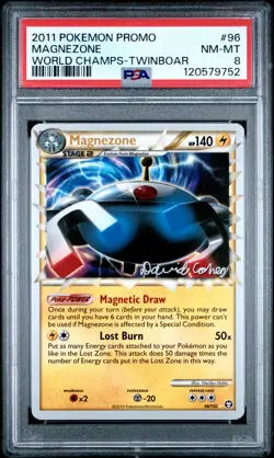 2011 POKEMON WORLD CHAMPIONSHIPS PROMO TWINBOAR #96 MAGNEZONE PSA 8 - Image 1