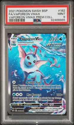 2021 POKEMON SWSH BLACK STAR PROMO #182 FULL ART/VAPOREON VMAX PSA 9 - Image 1