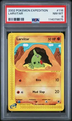 2002 POKEMON EXPEDITION #116 LARVITAR PSA 8 - Image 1