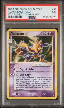 2006 POKEMON EX CRYSTAL GUARDIANS GOLD STAR #99 ALAKAZAM-HOLO PSA 7 - Image 1