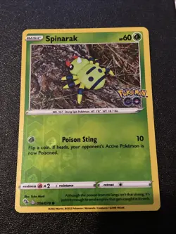 Spinarak Peelable Ditto 006/078 Reverse Holographic Rare Pokemon Go Card TCG NM - Image 1