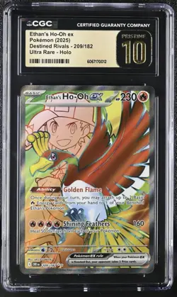 CGC PRISTINE 10 Ethan's Ho-Oh ex 209/182 IR Destined Rivals DRI Pokemon Card - Image 1