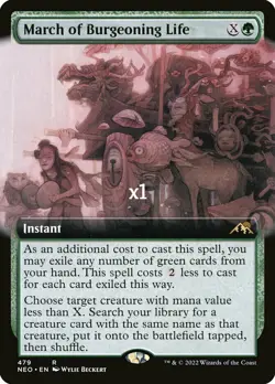 MTG Borderless Kamigawa: Neon Dynasty NEO March of Burgeoning Life MINT - Image 1
