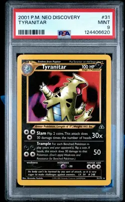 2001 POKEMON NEO DISCOVERY #31 TYRANITAR PSA 9 - Image 1