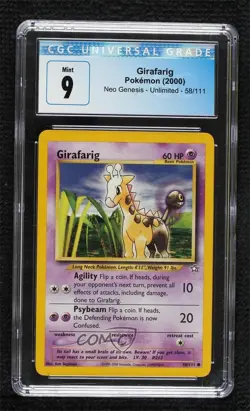 Girafarig Pokemon Neo Genesis CGC 9 Mint 2000 - Image 1