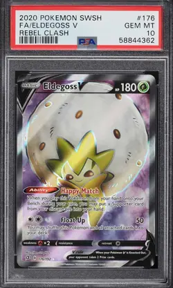 2020 Pokemon Sword & Shield Rebel Clash Full Art Eldegoss V #176 PSA 10 - Image 1