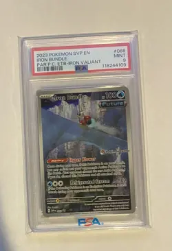 2023 POKEMON SVP EN BLACK STAR PROMO IRON BUNDLE #066 PC ETB IRON VALIANT PSA 9 - Image 1