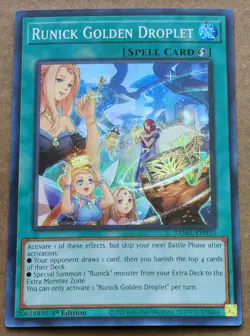 Yugioh! Runick Golden Droplet Tama-En035 Super Rare 1st Edition - Image 1
