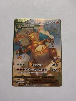 Pokemon Full Art Charizard VMAX Gold Metal Fan Art Card Collectible/Gift/Display - Image 1