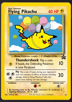 Flying Pikachu 25 Black Star Promo 2001 Pokemon TCG Card LP - Image 1