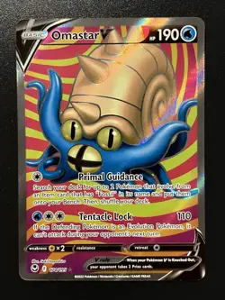 Omastar V 174/195 Silver Tempest Full Art Ultra Rare Holo Pokemon TCG Card NM - Image 1
