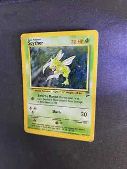 Scyther Holo Rare Base Set 2 17/130 Pokemon Card WOTC Vintage 1999 MP Played - Image 3