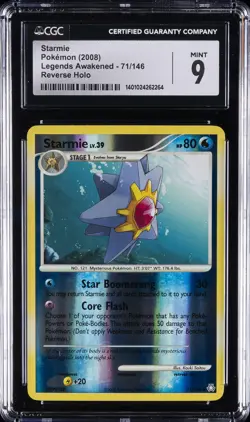 2008 POKEMON DIAMOND & PEARL LEGENDS AWAKENED #71 STARMIE-REVERSE FOIL CGC 9 - Image 1
