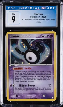 2005 POKEMON EX UNSEEN FORCES #W/28 UNOWN-HOLO CGC 9 - Image 1