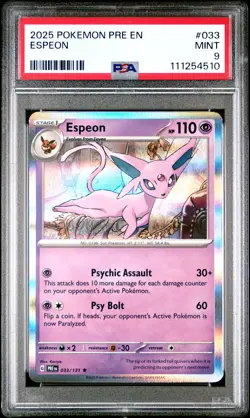 2025 POKEMON PRE EN-PRISMATIC EVOLUTIONS #033 ESPEON PSA 9 - Image 1