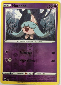 POKEMON HATENNA 018/073 CHAMPION'S PATH COMMON REVERSE HOLO NEAR MINT - Image 1