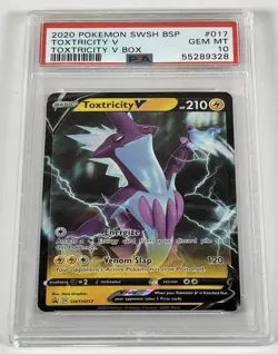 PSA 10 Gem Mint Pokemon Toxtricity V SWSH017 Toxtricity V Box SWSH BSP 2020 Grad - Image 1