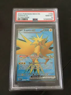 ZAPDOS EX 192/165 ULTRA RARE FULL ART Pokemon 151 ENGLISH PSA 10 Gem - Image 1