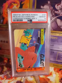 Pokemon Card Pikachu Vs Charizard 187 Carddass Vending Glurak Japanese PSA 10 - Image 1