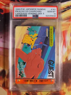 Pokemon Card Pikachu Vs Charizard 187 Carddass Vending Glurak Japanese PSA 10 - Image 2