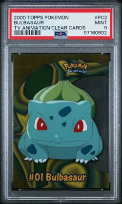 2000 TOPPS POKEMON TV ANIMATION CLEAR CARDS #PC2 BULBASAUR PSA 9 - Image 1