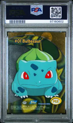 2000 TOPPS POKEMON TV ANIMATION CLEAR CARDS #PC2 BULBASAUR PSA 9 - Image 2