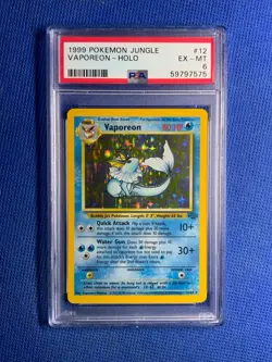 Pokemon TCG Vaporeon Holo Rare Card 12/64 Jungle Set, Vintage Psa 6 - Image 1