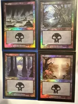MTG: 4x Swamp Foil Lands Set Some 7th Edition Magic The Gathering - Excellent - Image 1