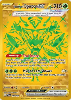 Pokemon TCG Teal Mask Ogerpon ex 177/131 Hyper Rare Sv Prismatic Evolutions Holo - Image 1