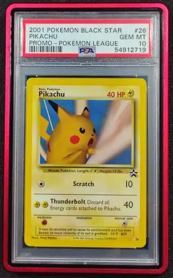 ✨ PSA 10 Pokemon Pikachu #26 Black Star LOW POP 362 and NEW Hard Case - Image 1