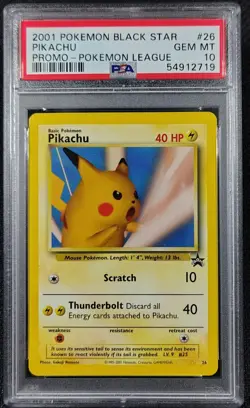 ✨ PSA 10 Pokemon Pikachu #26 Black Star LOW POP 362 and NEW Hard Case - Image 3