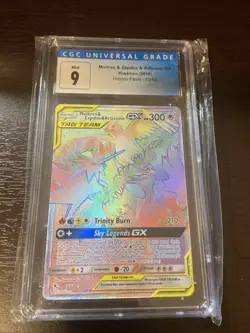 Pokemon Hidden Fates Moltres Zapdos Articuno GX Rainbow 69/68 CGC 9 Mint - Image 1
