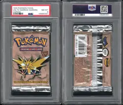 1999 Pokemon Sealed Pack Unlimited Narrow Margins Zapdos NM-MT PSA 8 - Image 1