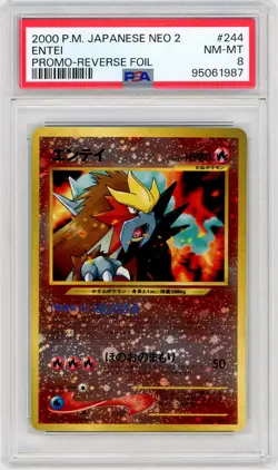 2000 Pokemon Neo 2 Promo #244 Entei Reverse Foil / RARE NM-MT PSA 8 *1987 - Image 1