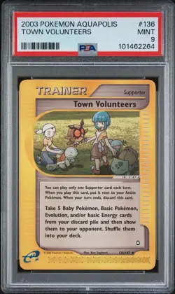 2003 Pokemon Aquapolis 136 Town Volunteers PSA 9 Mint - Image 1
