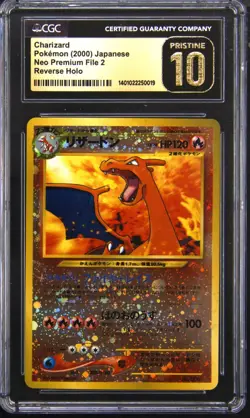 2000 POKEMON JPN NEO PREMIUM FILE 2 REVERSE HOLO CHARIZARD CGC 10 - Image 1