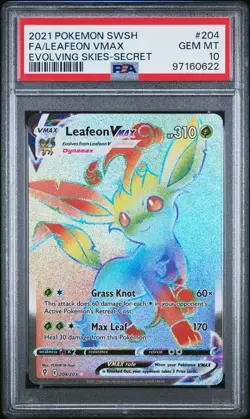 2021 POKEMON SWORD & SHIELD EVOLVING SKIES SECRET FULL ART/LEAFEON VMAX PSA 10 - Image 1