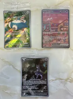 Pokemon 151 Mew Ex 53, Mewtwo 52, Snorlax 51 UPC Alternate Art Promos SEALED - Image 1