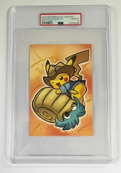 PSA 10 POKEMON FOSSIL MUSEUM POSTCARD PIKACHU & OMANYTE POP7 - Image 1