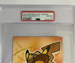 PSA 10 POKEMON FOSSIL MUSEUM POSTCARD PIKACHU & OMANYTE POP7 - Image 2
