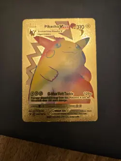 Pokemon Pikachu Vmax Rainbow Card Gold Metal 044/185 - Image 1