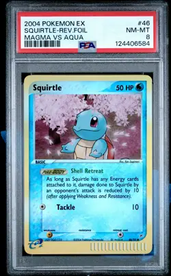 2004 POKEMON EX TEAM MAGMA VS TEAM AQUA #46 SQUIRTLE-REVERSE FOIL PSA 8 - Image 1