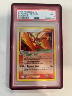 PSA 9 Blaziken Reverse Holo Foil 1/106 EX Emerald 2005 Pokemon - Image 1