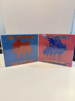 Sword & Shield Base Elite Trainer Box Etb Lot Sealed Zacian & Zamazenta Pokemon - Image 1