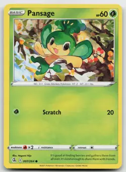 Pokemon Pansage Common SWSH08: Fusion Strike 007/264 LP - Image 1